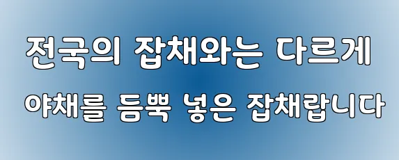  전국의 잡채와는 다르게 야채를 듬뿍 넣은 잡채랍니다