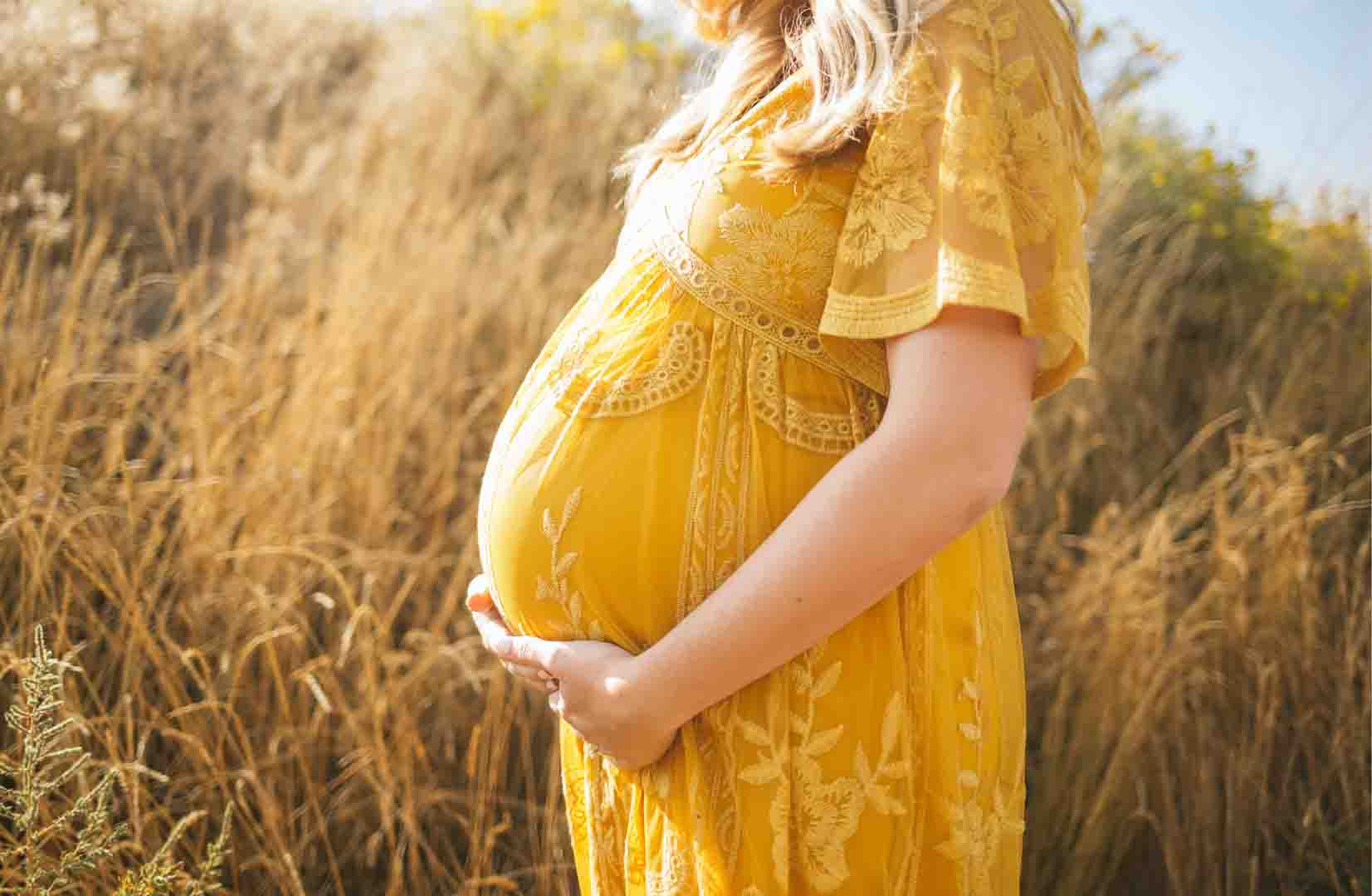 갈대밭-앞에서-촬영한-임신한-여성의사진