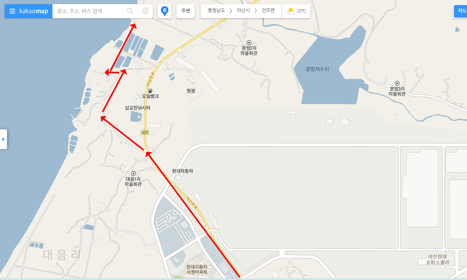 현대자동차 인주 장어촌 자전거 도로