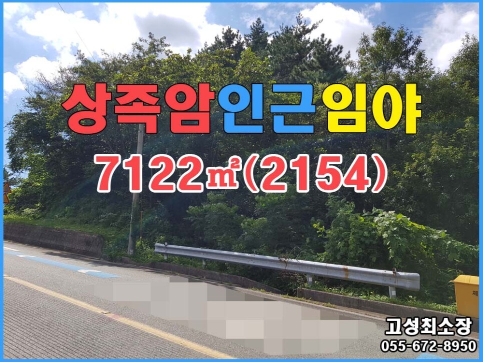  경남고성부동산 임야매매 ㅡ 하이면 상족암 인근 2차선 도로변 임야