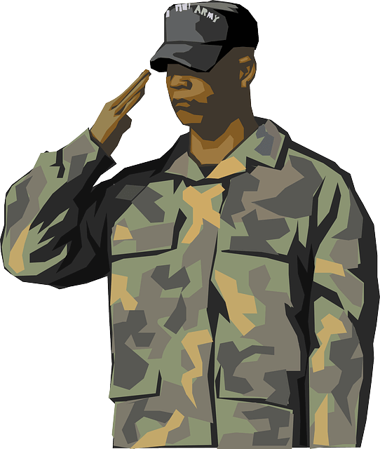 흑인 군인 아저씨가 경례하는 그림