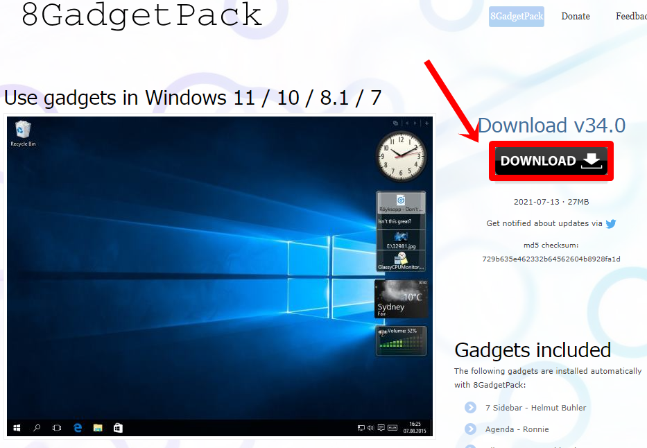 윈도우10-8GadgetPack-다운로드