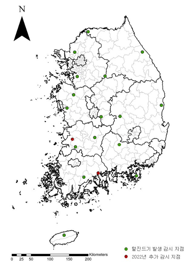 2022년 털진드기 발생 감시지점