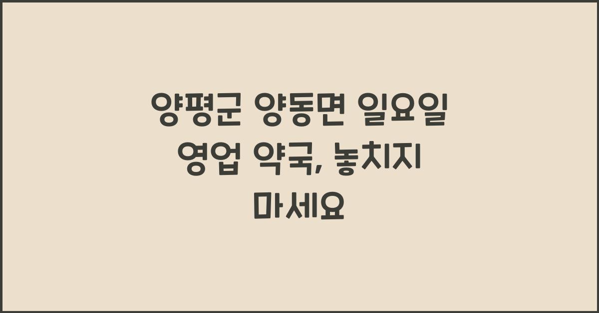 양평군 양동면 일요일 영업 약국