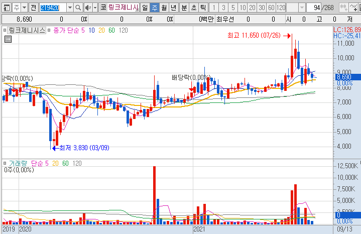 링크제니시스-주가-흐름-차트