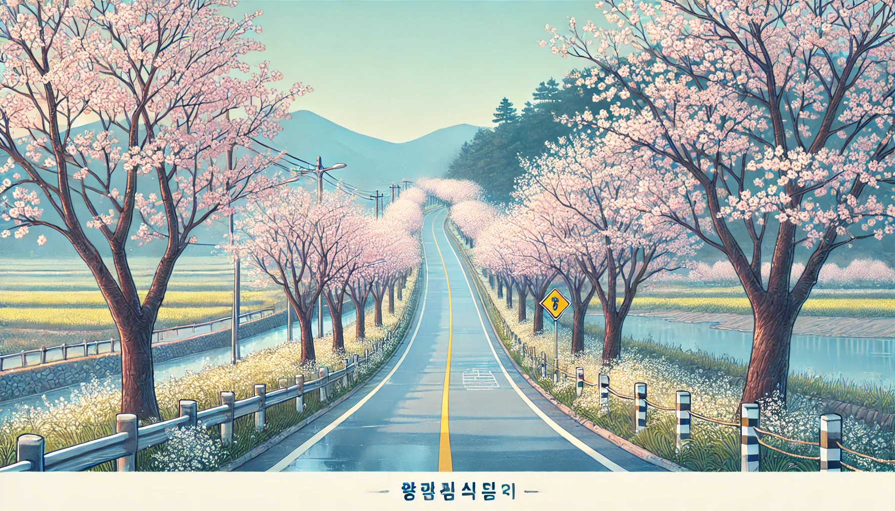 봄 햇살 아래 벚꽃 만개한 보은 벚꽃길