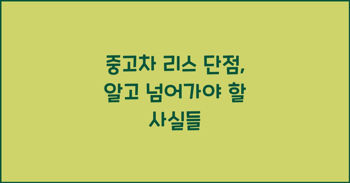 중고차 리스 단점