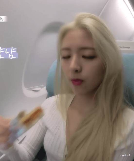 비행기에서 먹방하는 유나