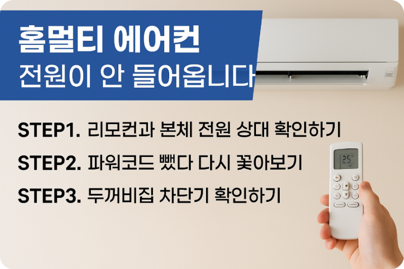 삼성 홈멀티 에어컨, 전원이 안 들어올 때 해결 방법