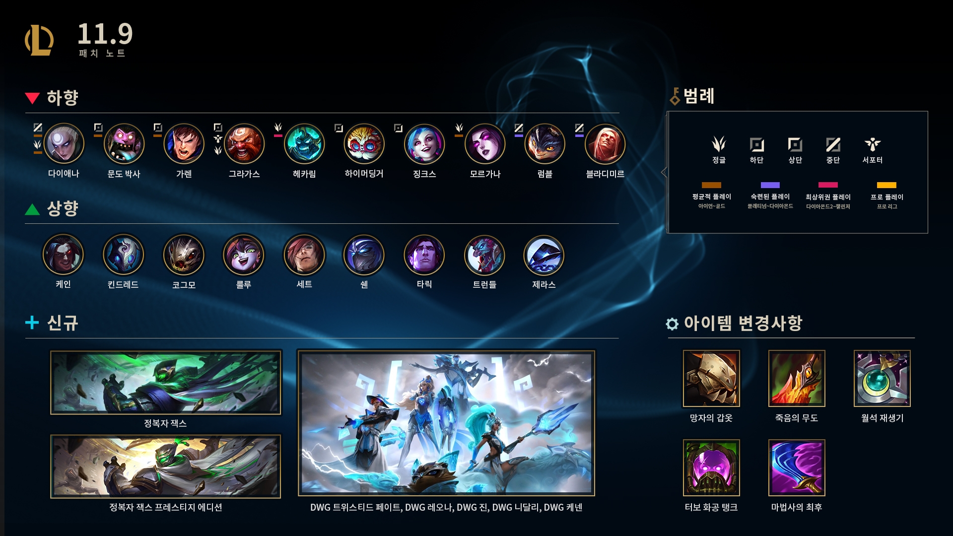  [LOL/롤] 11.9 패치노트