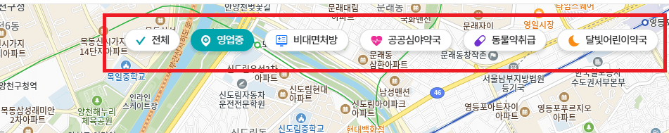 휴일지킴이약국 - 옵션 선택
