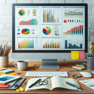 다양한 데이터 분석 도구와 그래프가 나열된 화면.