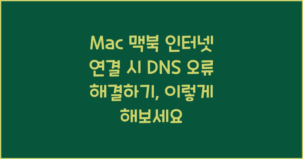 Mac 맥북 인터넷 연결 시 DNS 오류 해결하기