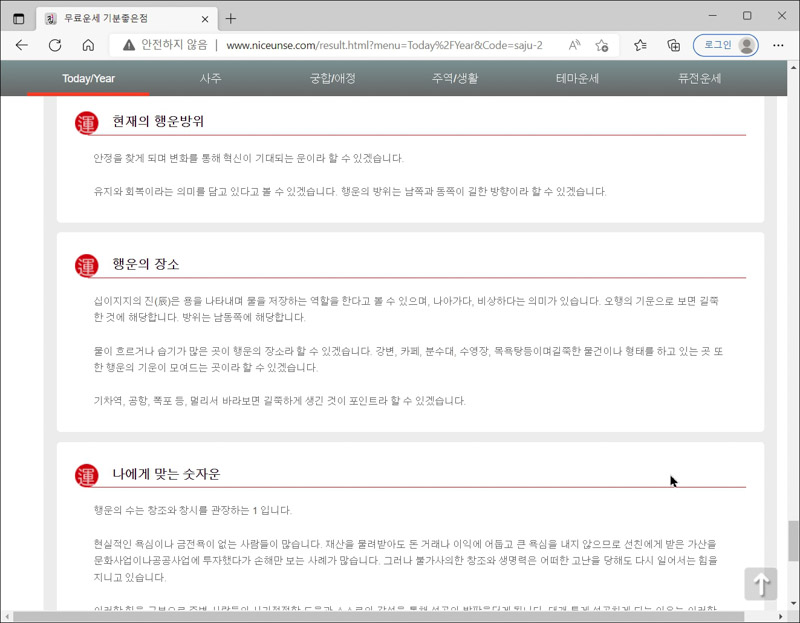 신년운세-사이트-사주풀이결과
