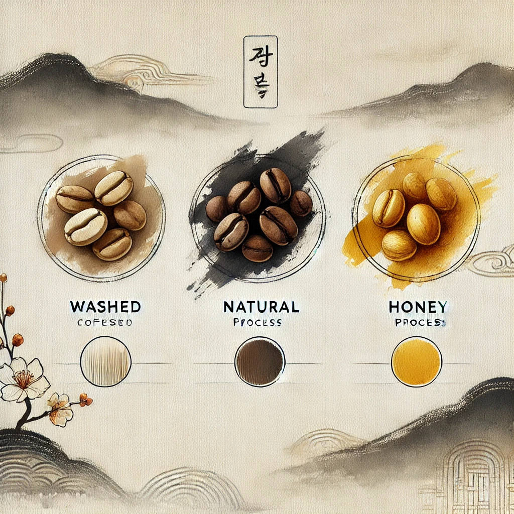 커피 원두 가공 방법에 따른 맛의 변화: 워시드, 내추럴, 허니 프로세스 비교
