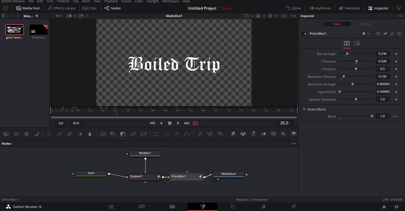 Prism blur 노드 키프레임 설정5
