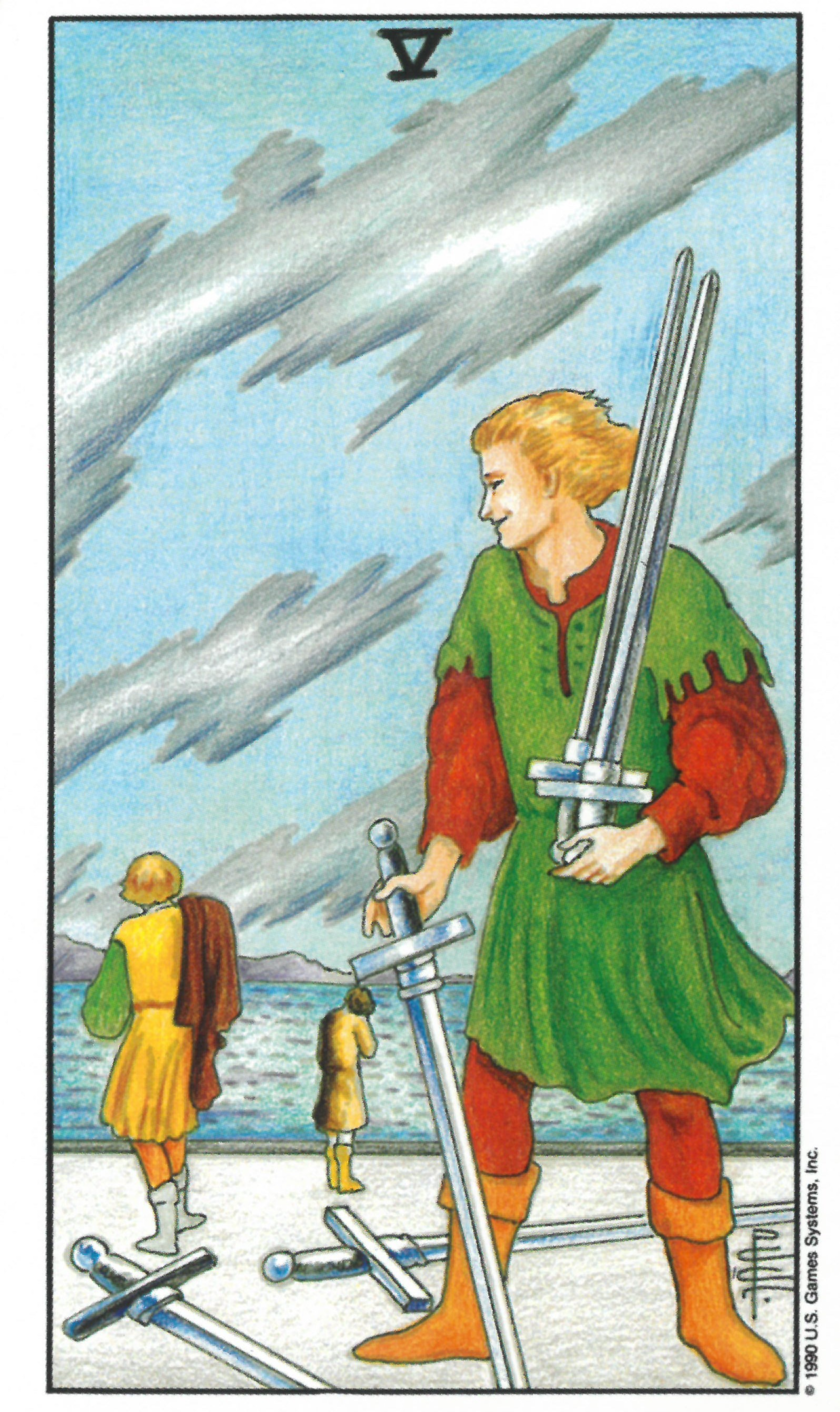 유니버셜 웨이트 타로 마이너 카드 five of wands
