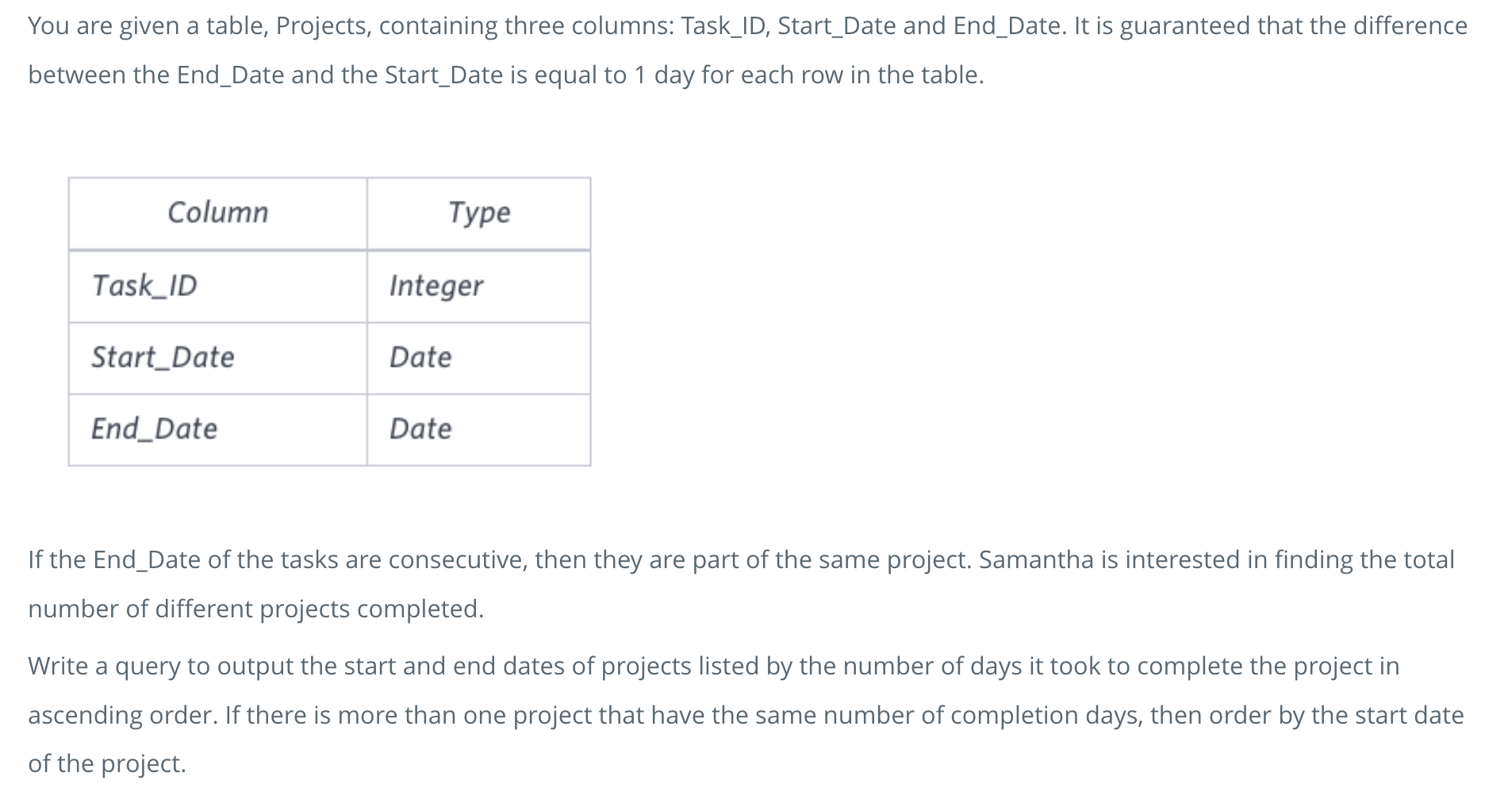  [MySQL/HackerRank] SQL Project Planning 문제 풀이