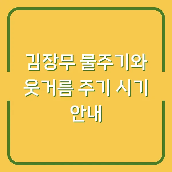 김장무 물주기와 웃거름 주기 시기 안내