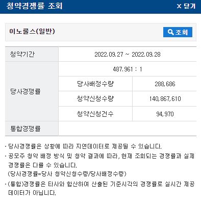 이노룰스 마감 경쟁률