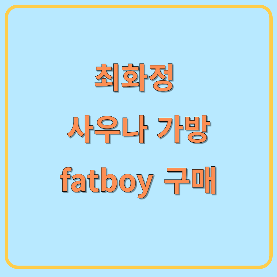 최화정 fatboy 사우나 가방 구매 바로가기