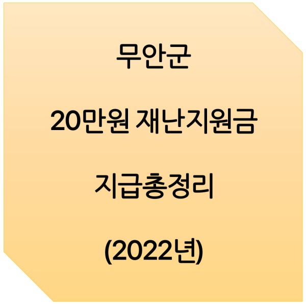 무안군 전 군민대상 재난지원금 신청방법 지급금액 20만원(2022년)