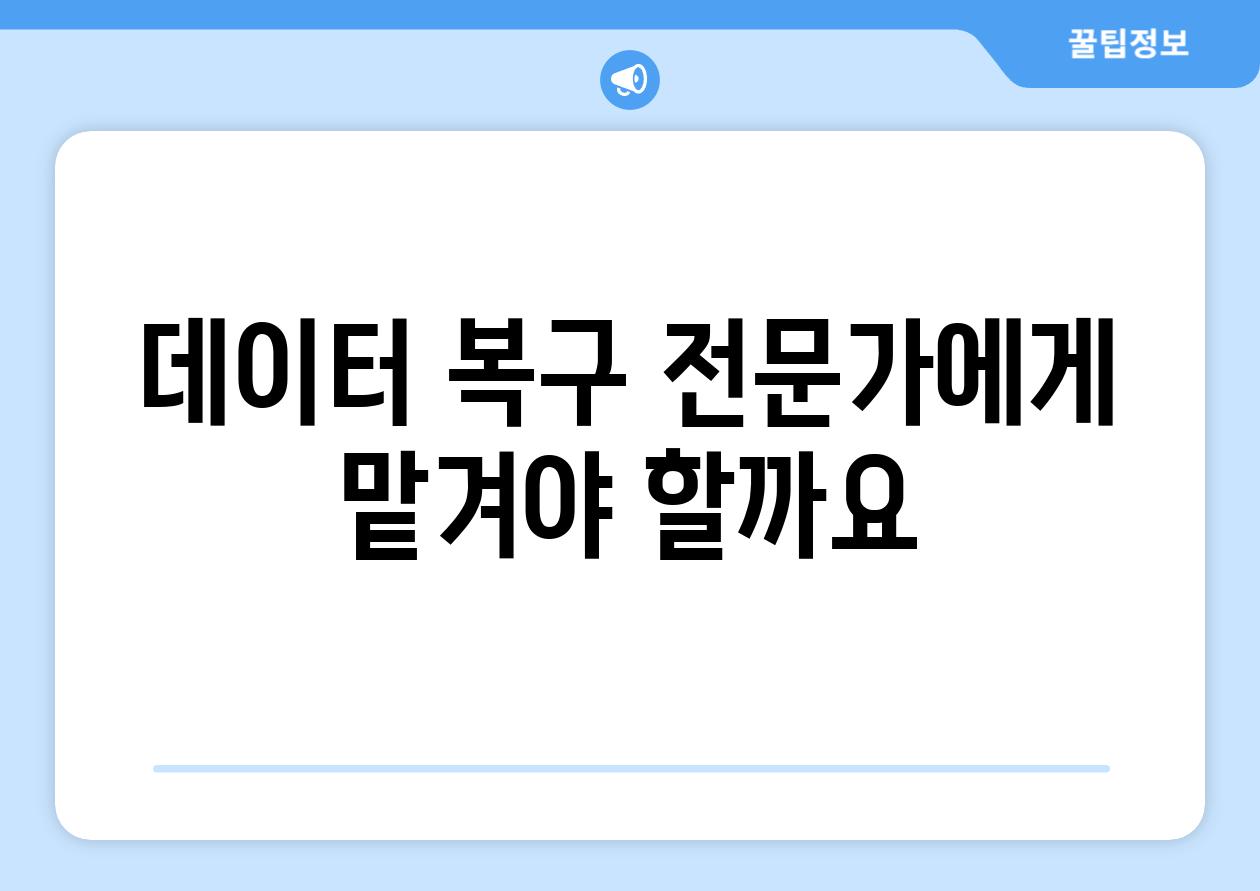 데이터 복구 전문가에게 맡겨야 할까요