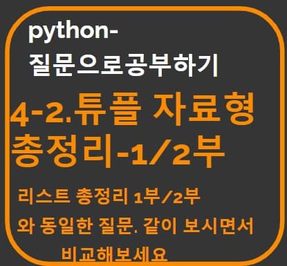 "4-2=튜플 자료형 총정리" 문장을 타이포그라피로 만든 썸네일