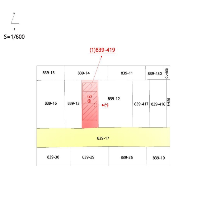 부산지방법원2021타경57980 지적 및 건물개황도