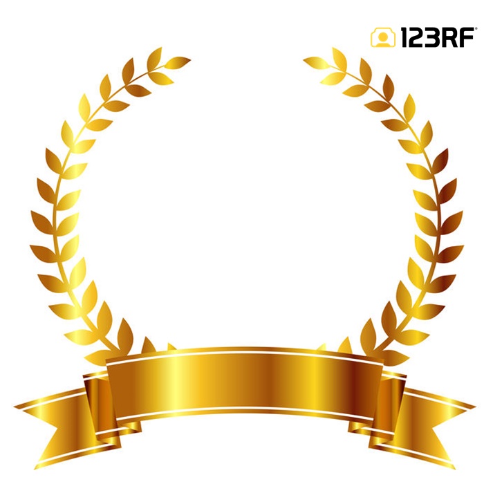  금박 월계관 라벨, 리본, 일러스트 모음