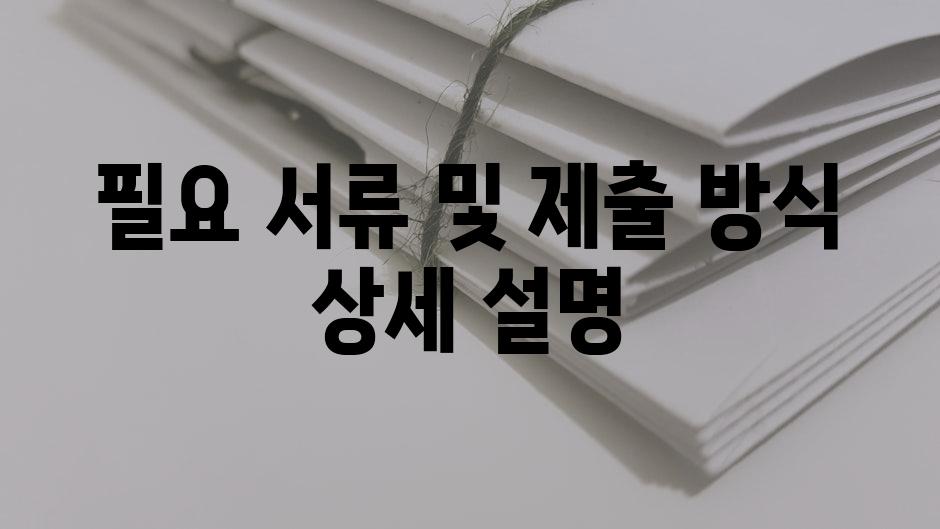 필요 서류 및 제출 방식 상세 설명
