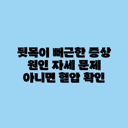 뒷목이 뻐근한 증상 원인 자세 문제 아니면 혈압 확인