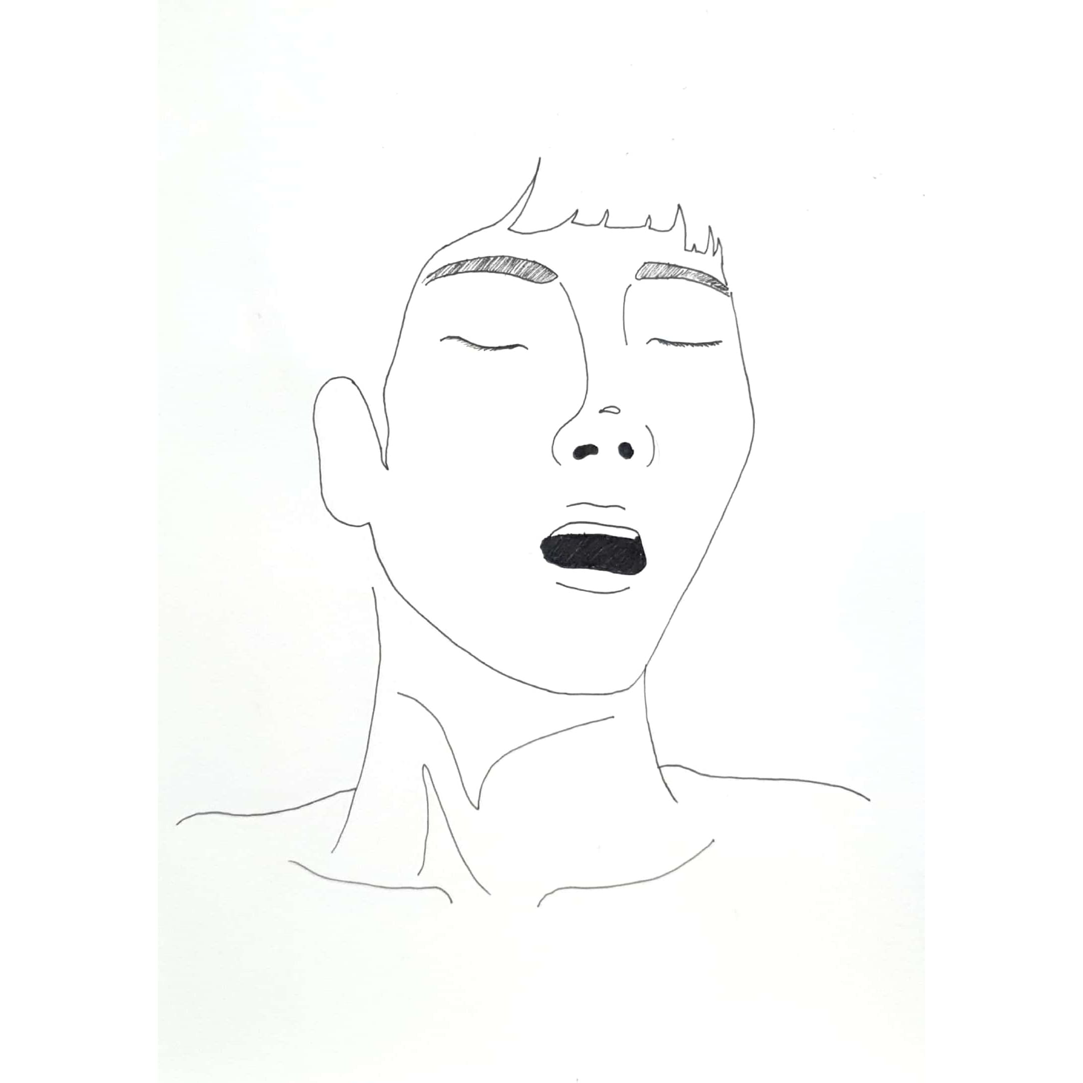  Yawn 하품 / 일러스트레이션 그림 드로잉 / 인물화 그리기