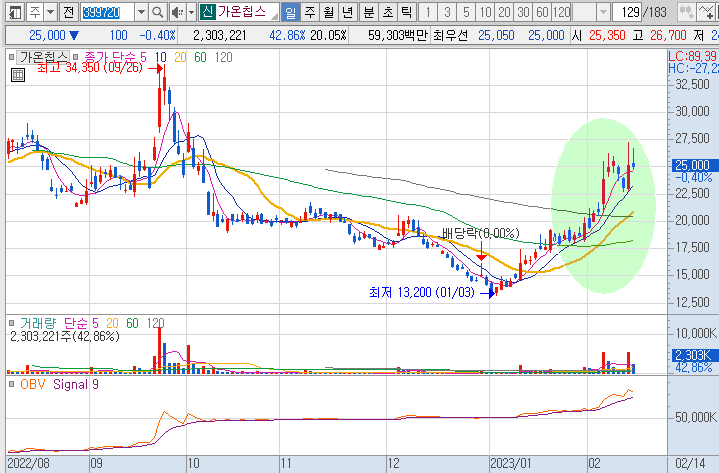 가온칩스-주가-흐름도