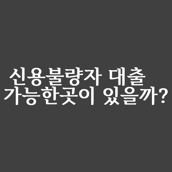  신용불량자 대출 (신불자대출) 무직이여도 대출이 가능할까요?