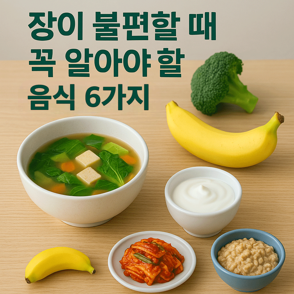 장이 불편할 때 장에 좋은 음식 리스트를 소개하는 카드뉴스