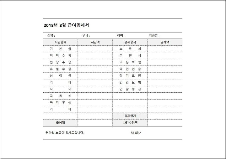  급여 명세서 읽는 방법