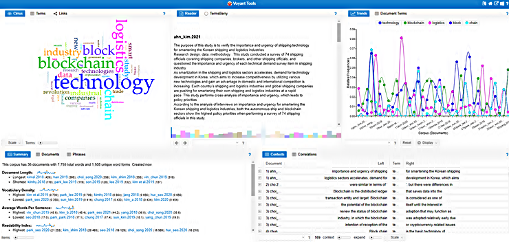 voyant tools 텍스트 마이닝 분석 결과