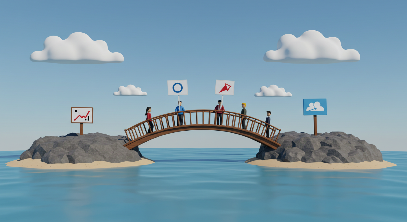 A-bridge-connecting-two-islands,-it-symbolizes-effective-communication-between-people.