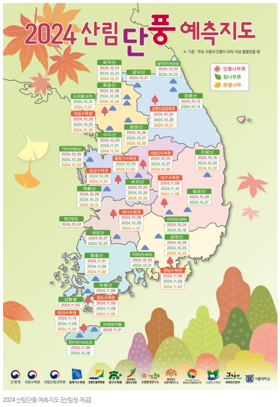 2024 산림 단풍 예측지도