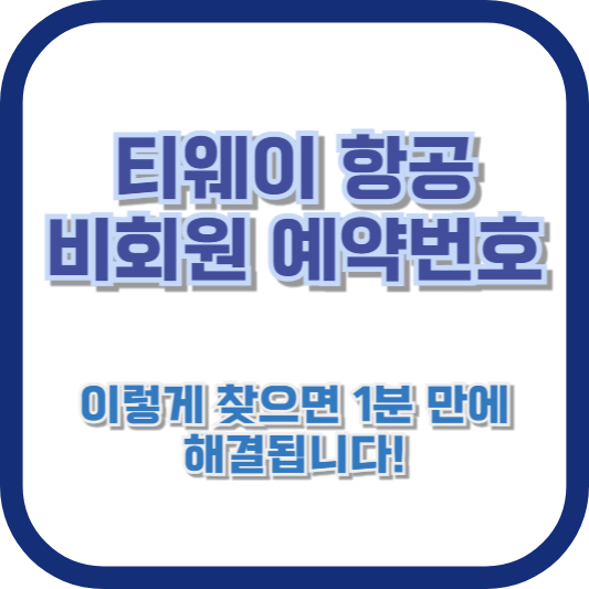 티웨이 항공 비회원 예약번호, 이렇게 찾으면 1분 만에 해결됩니다!