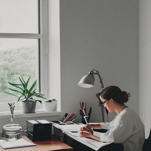 Focused individual working at sunrise for deep work success