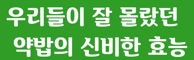 우리들이 잘 몰랐던 약밥의 신비한 효능