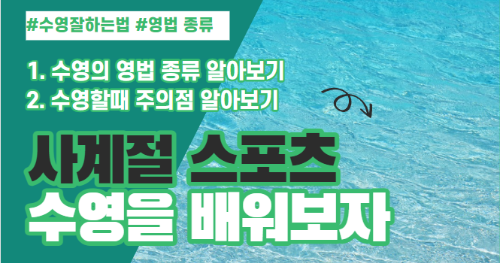  사계절 스포츠 수영, 수영의 영법 종류와 실력향상, 주의점 알아보기