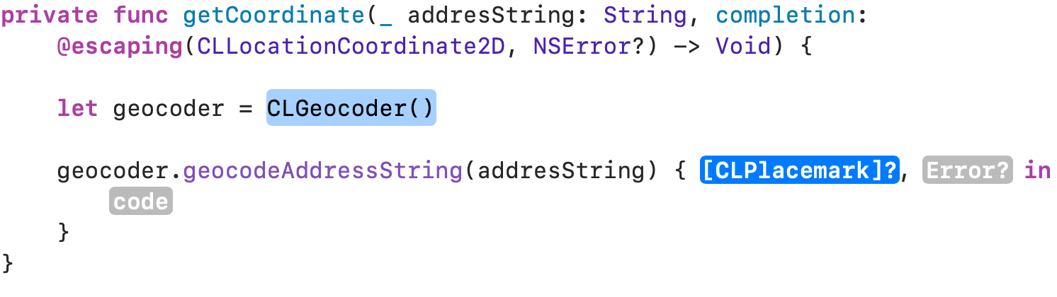 [iOS - CLGeocoder 를 활용하여 주소를객체로 변환하기] :: ChrisKim