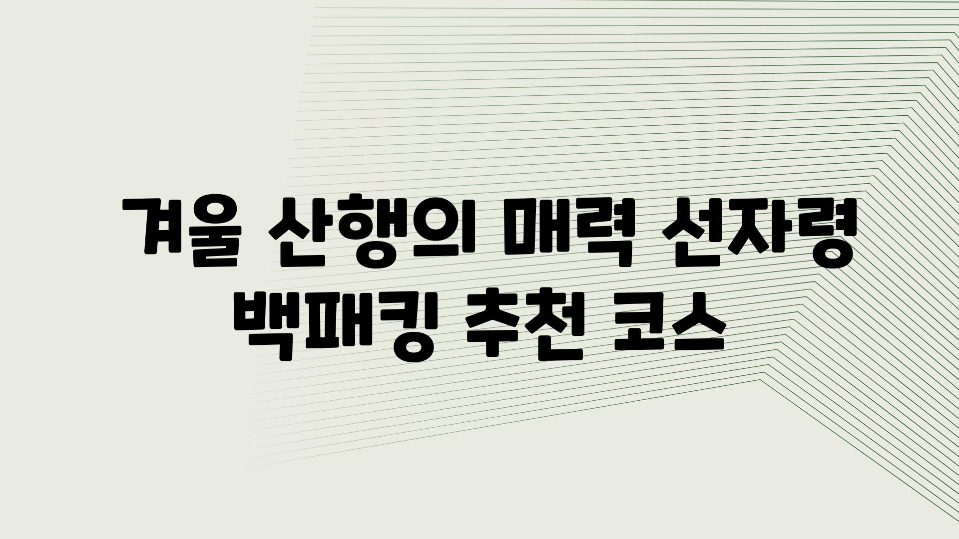  겨울 산행의 매력 선자령 백패킹 추천 코스