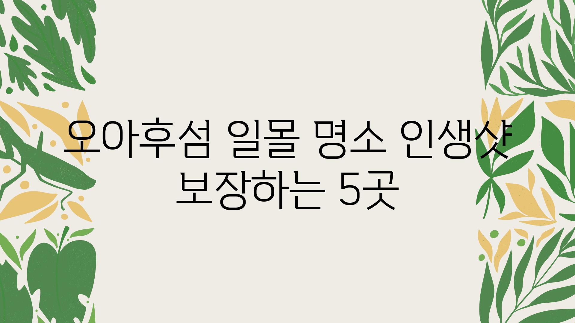 오아후섬 일몰 명소 인생샷 보장하는 5곳