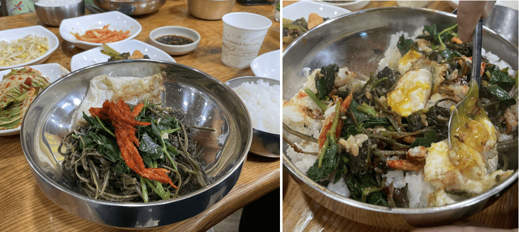 산채비빕밥-안에-계란후라이와-시래기-취나물-곤드레-곰치-시금치-더덕이-들어간-모습