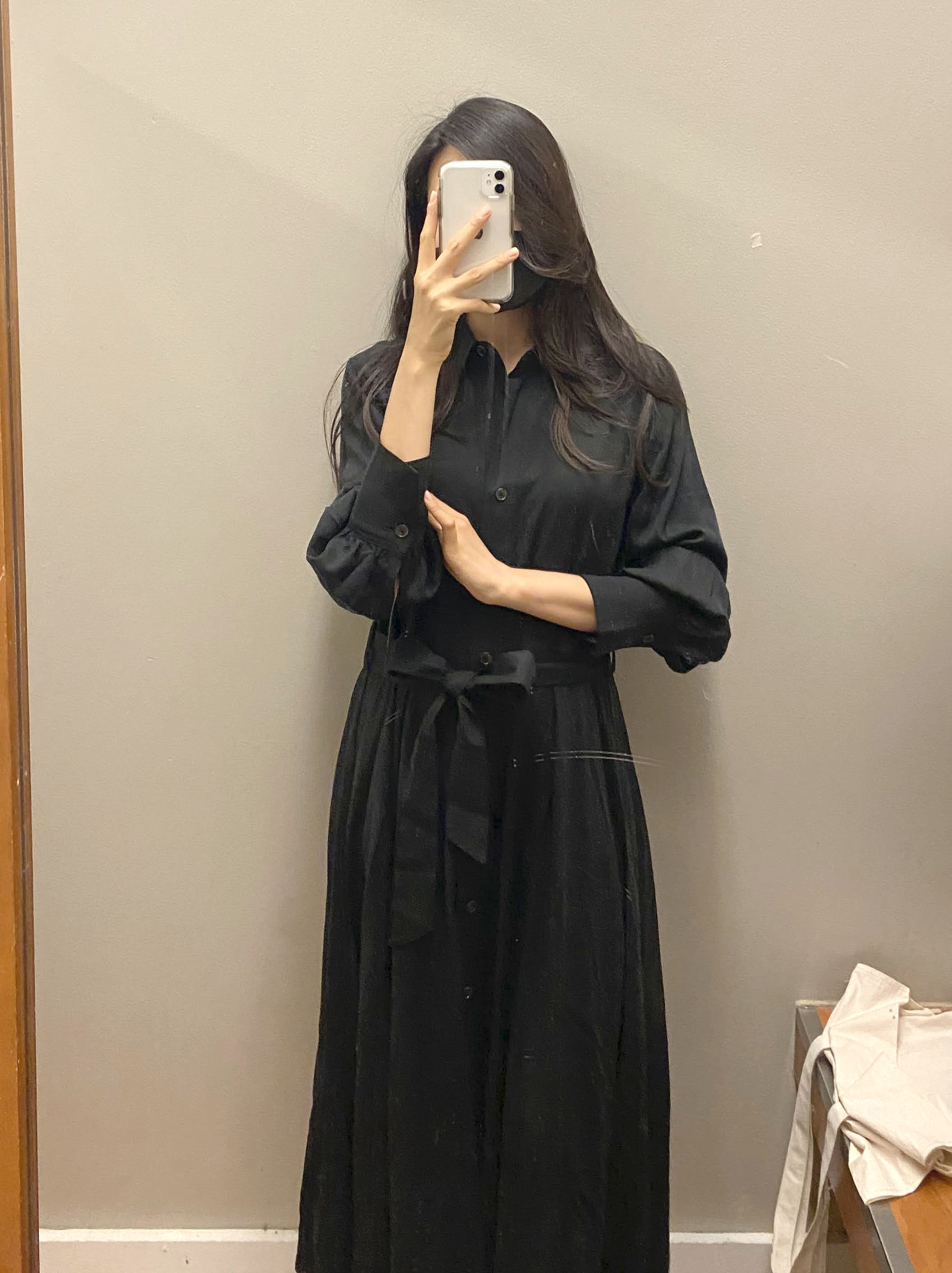 바나나리퍼블릭 여성 텐셀 벨티드 버튼업 셔츠 원피스