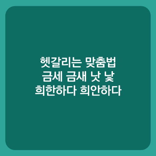 헷갈리는 또는 헷갈릴 수 있는 맞춤법 금세 금새 희한하다 희안하다 낫 낮 낯